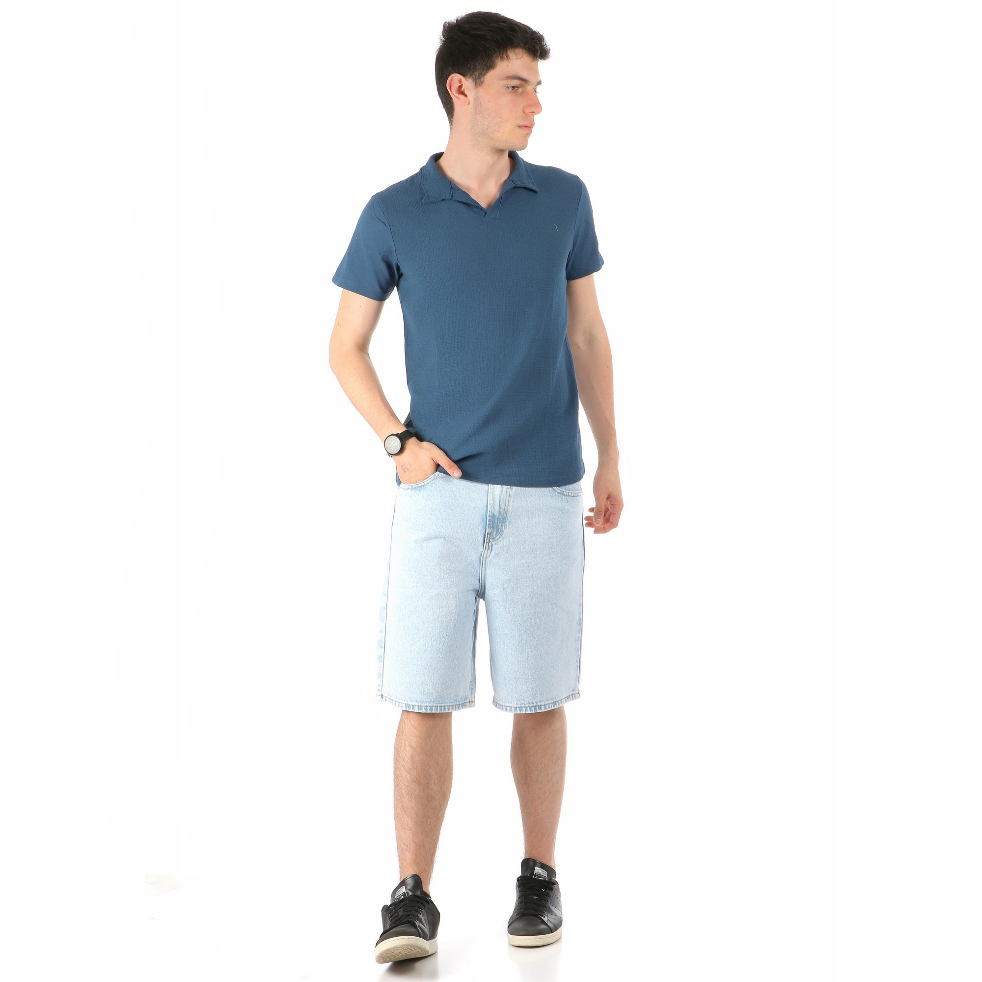 STANDER Blu - Camicia Mezza Manica